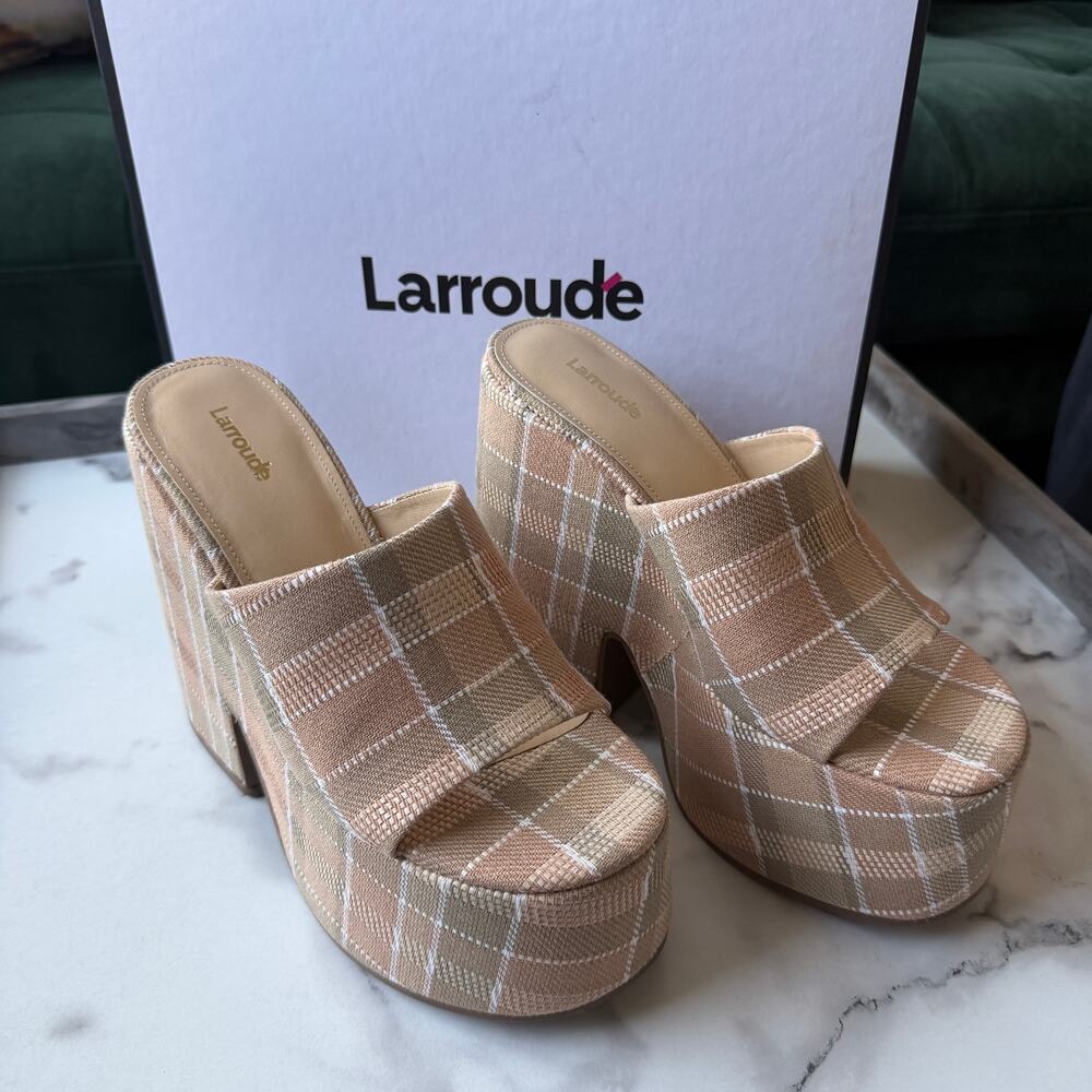NEW Larroude Wanda Plaid Chunky Platform Mule Size 8.5 - Picture 2 of 9